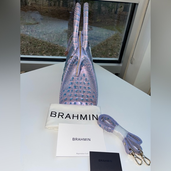 Brahmin Small Caroline Leather Satchel- Frosted Lilac...